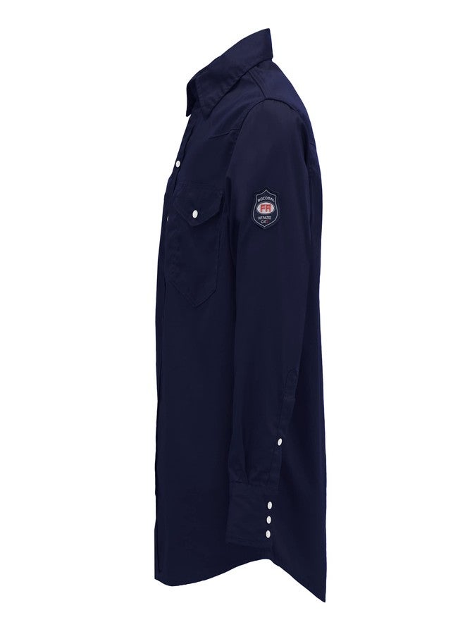 BOCOMAL FR Flame Resistant Shirts Fire Retardant Welding Shirts Snaps Fastener NFPA2112 7.5oz Navy Men's Welder Shirt - Image 3